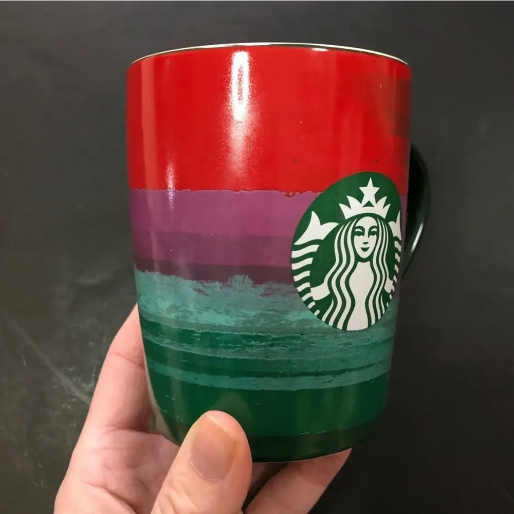 Starbucks 2021 Brushstrokes Red Purple Green Mermaid Siren‎ 10oz Coffee Mug 4